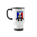 This cute bodybuilding panda loves weightlifting. He stands in front of a large flag of France. Look how easy he lifts that heavy barbell loaded with weight plates. This design is too cute. Great gifts here for anyone from France who loves weightlifting.