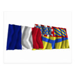 France & Yonne waving flags Postcards