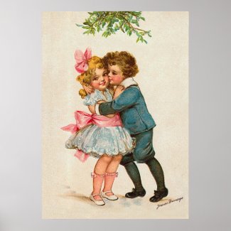 Frances Brundage - Children under Mistletoe Poster