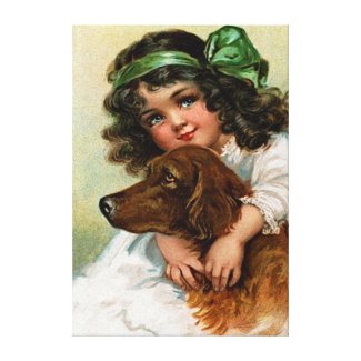 Frances Brundage: Girl with Dog wrappedcanvas