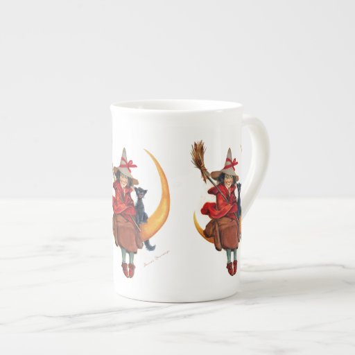 Frances Brundage: Witch on Sickle Moon Bone China Mug