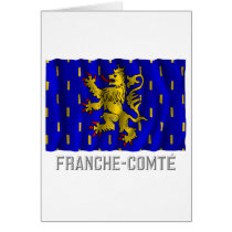 Franche-Comté waving flag with name Greeting Cards