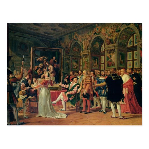Francis I  Receiving a painting of the Holy Post Card