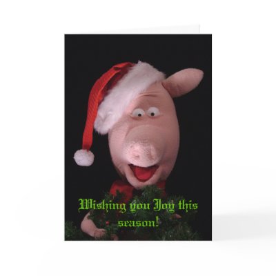 Francis the Pig Christmas Card by thistledownpuppets