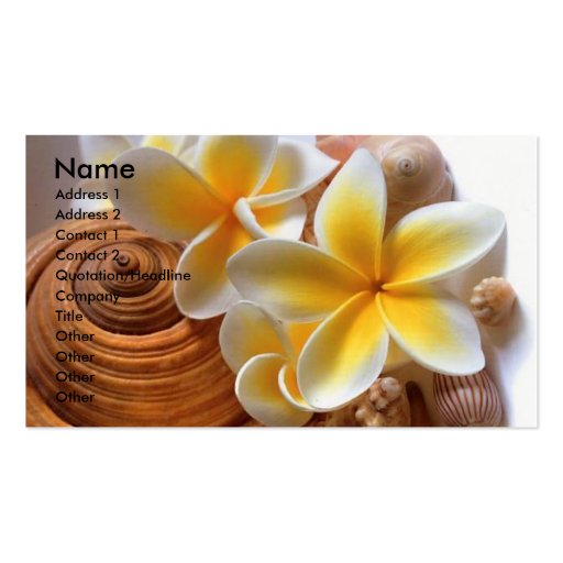 Frangipani flower business cards (front side)
