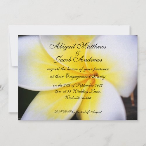 Frangipani Flowers Engagement Party Invitation invitation