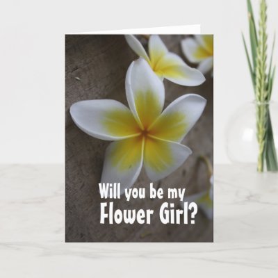 Frangipani Wedding Flower Girl Request Cards