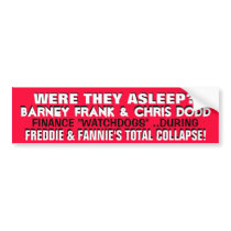 FRANK & DODD= SLEEPING "FINANCE WATCHDOGS" BUMPER STICKER
