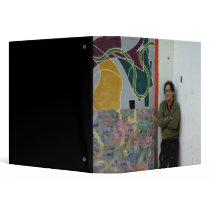 Frank Stella  beside one of his works Binders
