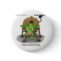 "FrankenCow" Funny Halloween Gifts & Collectibles buttons