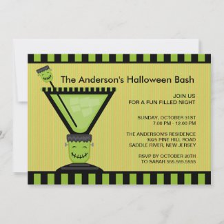 Frankenstein Cocktail Halloween Party Invitation invitation