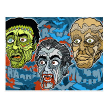 Frankenstein Dracula The Mummy Postcard