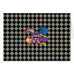 Frankenstein monkey girl on black gray argyle card