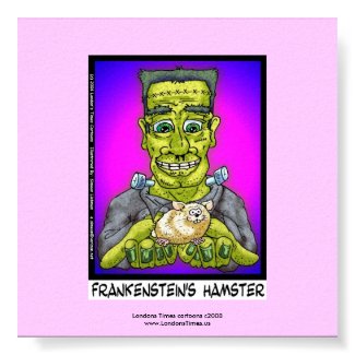 Frankenstein's Hamster Funny Cartoon Poster print