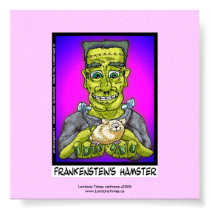Frankenstein's Hamster Funny Cartoon Poster posters by beardiethor123 Frankenstein's Hamster Funny Cartoon Poster posters