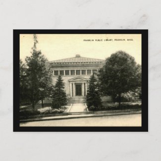 Franklin Library, Franklin, Mass. Vintage postcard