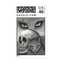 Franqueo gótico del arte del gato del cráneo del g