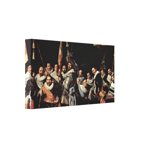 Frans Hals - Meeting of the officers in Haarlem Stretched Canvas Print