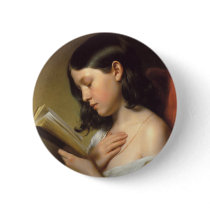 Franz Eybl - Lesendes Mädchen (Reading Girl), 1850 Buttons