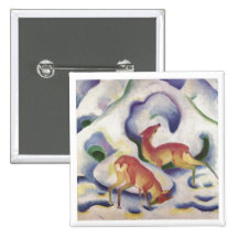 Franz Marc - Deer in Snow 1911 Canvas Fawn Doe Pinback Button