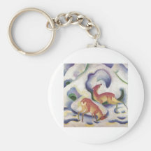 Franz Marc - Deer in Snow 1911 Canvas Fawn Doe Keychain
