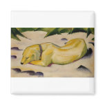 Franz Marc - Dog Lying in Snow 1910-11 Puppy White Fridge Magnet