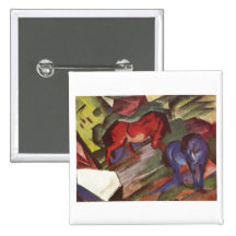 Franz Marc - Red & Blue Horse 1912 Paper Horses Buttons