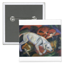 Franz Marc - Three Animals 1912 dog fox cat oil Button