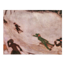 Franz von Stuck - Children sledding Postcard