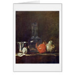 Frasco y fruta de cristal de Jean-Baptiste Chardin Tarjetas