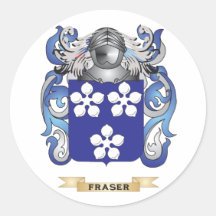 Fraser Coat of Arms Round Stickers