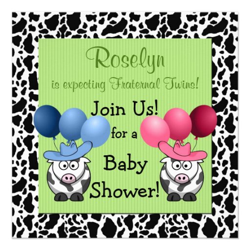 Fraternal Twins Baby Shower Invitation Green