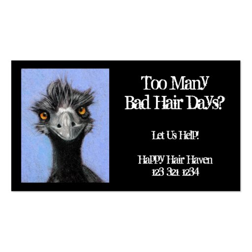 Frazzled Emu: Hair Business: Bad Hair Days Business Cards (front side)