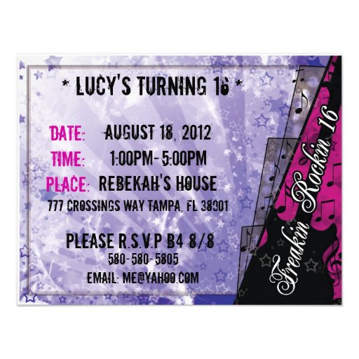 Freakin Rockin 16th Birthday Announcement