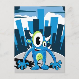 Freaky Blue Monster Postcard postcard