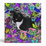 Freckles in Butterflies II - Black & White Tux Cat Vinyl Binders