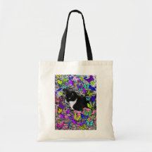 Freckles in Butterflies II - Tuxedo Cat Canvas Bag