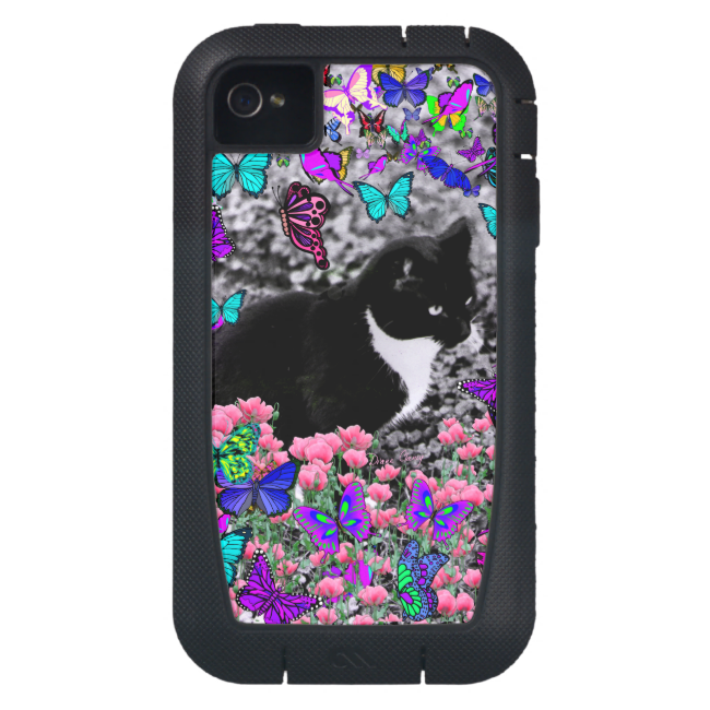Freckles in Butterflies II - Tuxedo Cat iPhone4 Case