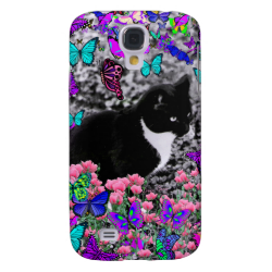 Freckles in Butterflies II - Tuxedo Cat Galaxy S4 Cases