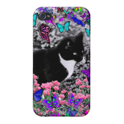 Freckles in Butterflies II - Tuxedo Cat Cover For iPhone 4