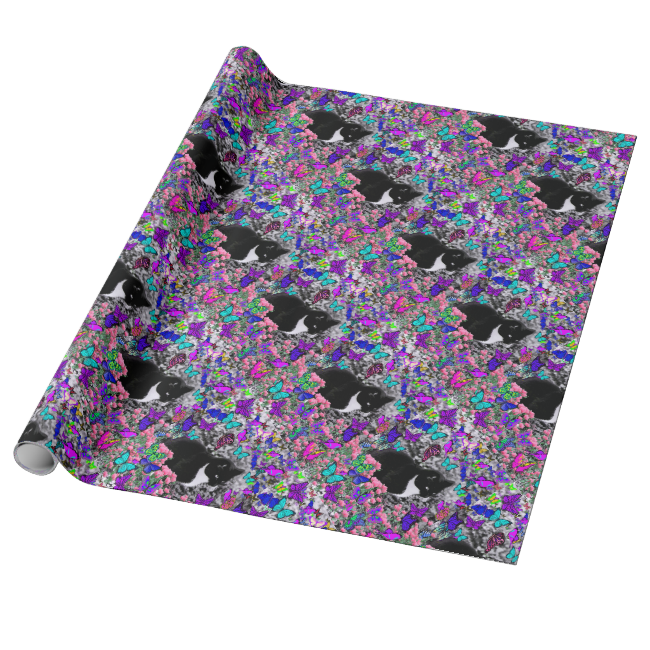 Freckles in Butterflies II - Tuxedo Cat Gift Wrap Paper