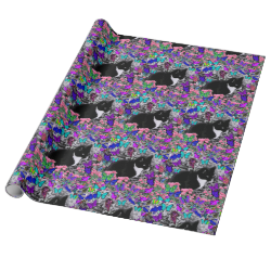Freckles in Butterflies II - Tuxedo Cat Wrapping Paper