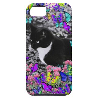 Freckles in Butterflies II - Tuxedo Kitty iPhone 5 Cases