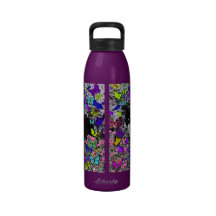 Freckles in Butterflies II - Tuxedo Kitty Cat Drinking Bottle