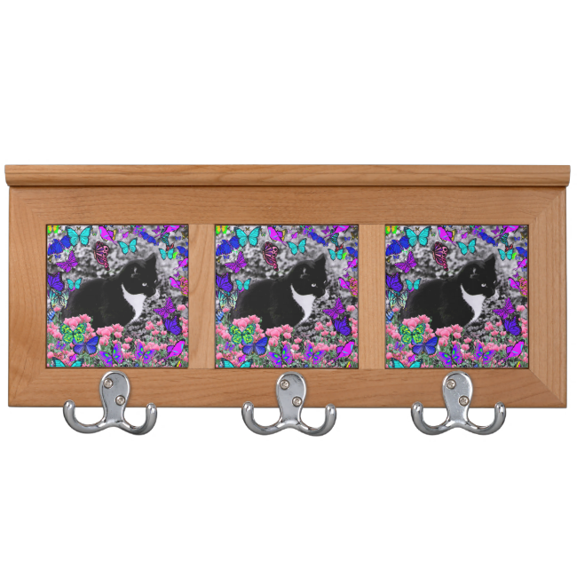 Freckles in Butterflies III, Tux Kitty Cat Coat Racks Freckles in Butterflies III, Tux Kitty Cat Coat Racks