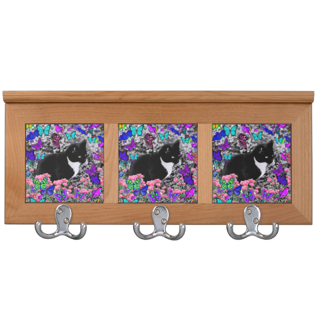 Freckles in Butterflies III, Tux Kitty Cat Coat Racks