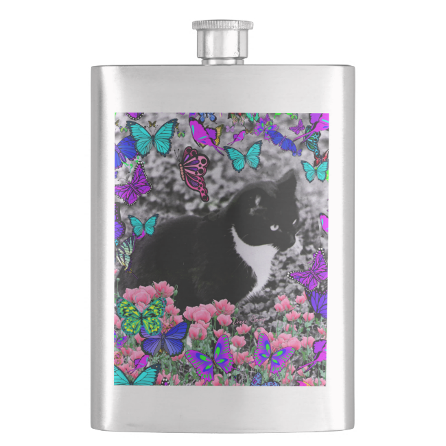 Freckles in Butterflies III, Tux Kitty Cat Flasks