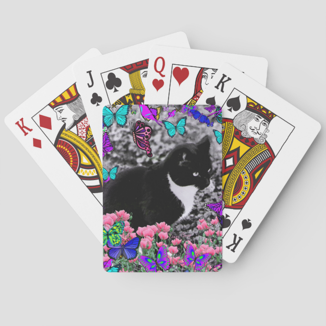 Freckles in Butterflies III, Tux Kitty Cat Poker Deck Freckles in Butterflies III, Tux Kitty Cat Poker Deck