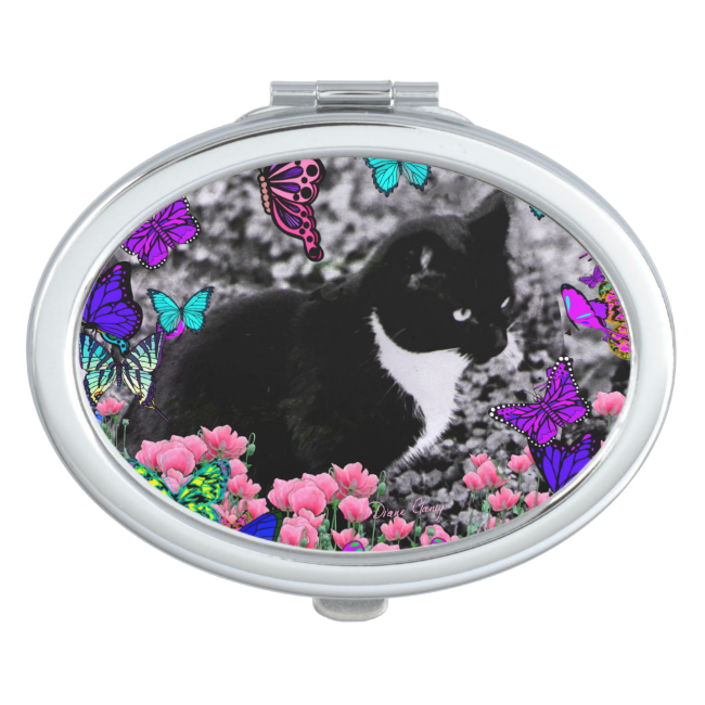 Freckles in Butterflies III, Tux Kitty Cat Makeup Mirrors Freckles in Butterflies III, Tux Kitty Cat Makeup Mirrors