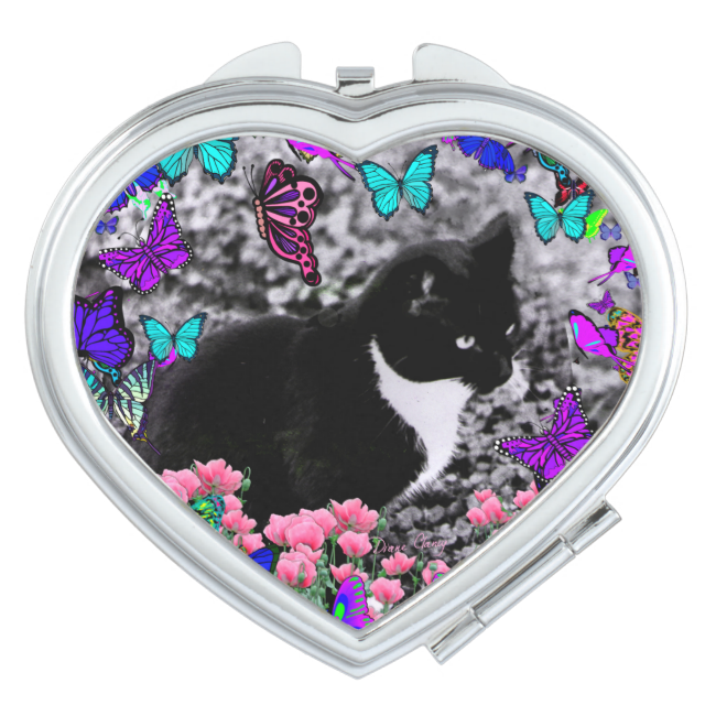 Freckles in Butterflies III, Tux Kitty Cat Travel Mirrors Freckles in Butterflies III, Tux Kitty Cat Travel Mirrors